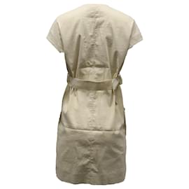 Theory-Theory Utility-Kleid mit Gürtel aus cremefarbenem Leinen-Weiß,Roh