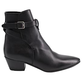 Saint Laurent-Saint Laurent West Jodhpur Buckled Ankle Boots in Black Leather-Black