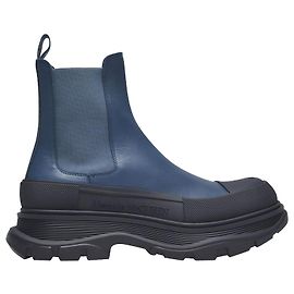Alexander Mcqueen Botins Tread Slick em couro azul Azul