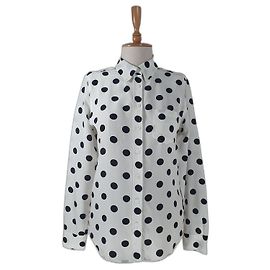 Equipment Silk Top Shirt Black White Black White