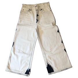 Jeans largos Dior Tie-Dye em algodão branco e azul Branco