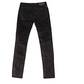 Shine Blossom-Pantalones de pernera slim coudroy de terciopelo brillante W26-Negro,Dorado
