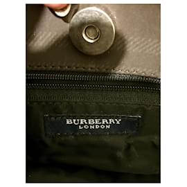 Burberry-Cabas vintage en toile enduite à carreaux nova Burberry-Gris,Gris anthracite