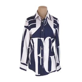 *Camicia Gianfranco Ferré manica lunga bianca x navy logo fantasia Bianco Blu navy