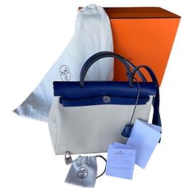 Hermès Cremallera Herbag 31 Crema Hardware de plata