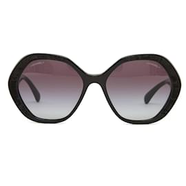 Chanel-2022 ROUND SEQUINED GLASSES-Black