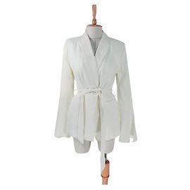 Free People White Linen Viscose Blazer White