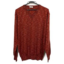 Missoni-MISSONI SPORT Long-sleeved sweater V-neck orange x light blue x multi-Orange