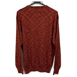 Missoni-MISSONI SPORT Long-sleeved sweater V-neck orange x light blue x multi-Orange