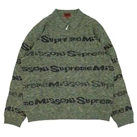 Missoni-Supreme Long Sleeve Shirt 21AW Missoni Zip L / S Polo Missoni Zip Long Sleeve Polo Shirt Green XL-Other