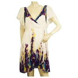 Diane Von Furstenberg-DVF Diane Von Furstenberg Dagny Multicolor Flutter Pleated Mini Dress size 4-Multiple colors