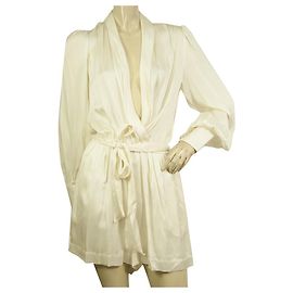 Zimmermann Couleur Perle 100% Combi-short en soie à manches longues taille short 1 Blanc