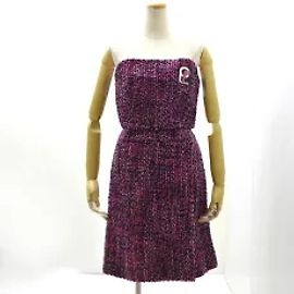 *PRADA ◆ Tweed setup skirt rubber patch pink bustier Peach