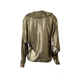 Emmanuelle Khanh-Magnificent straight cut gold lamé blouse 38/40 Emmanuelle Khanh 80s golden lamé silk-Golden