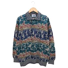 Missoni-MISSONI Polo shirt /-/ cotton / multicolor / total pattern / landscape painting-Multiple colors