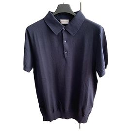 Moncler Polo de malha de algodão azul marinho Azul marinho