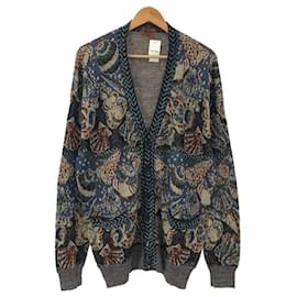 Missoni-MISSONI Cardigan (thin) / used clothes / no size notation / cotton / blue / total pattern-Blue