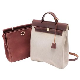 Hermès Vintage Hermes Ado PM Herbag Gold-Hardware Beige Dunkelbraun