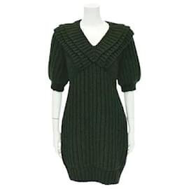 Fendi-*FENDI Une pièce longueur genou tricot col en V épais 38 Vert kaki-Vert,Kaki