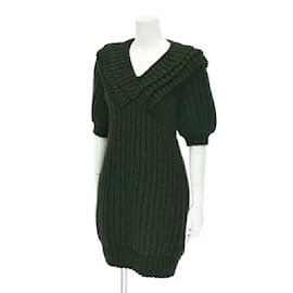 Fendi-*FENDI Une pièce longueur genou tricot col en V épais 38 Vert kaki-Vert,Kaki
