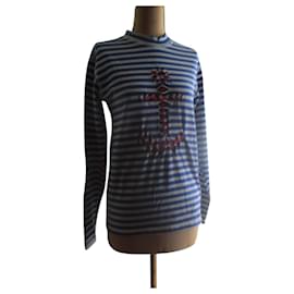 Jean Paul Gaultier-Striped top, taille 38.-Blue