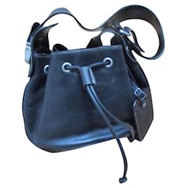 Barbara Bui-Small black leather bucket bag.-Black
