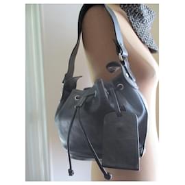 Barbara Bui-Small black leather bucket bag.-Black