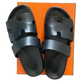 Hermès Ankara leather sandals black Black