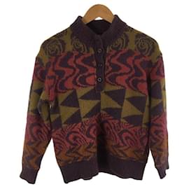 Missoni-MISSONI 80-90s / half button sweater / mohair / purple / total pattern-Purple
