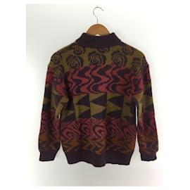 Missoni-MISSONI 80-90s / half button sweater / mohair / purple / total pattern-Purple