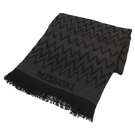 Missoni-MISSONI Reversible / Muffler / Wool / BLK / Total pattern-Black