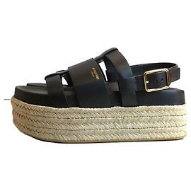 BURBERRY claredale open-toe jute sandals / sandals / wedge sole / open toe Black