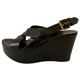 Yves Saint Laurent Compensées plateforme noires vintage Noir