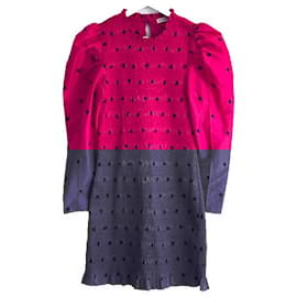 Ulla Johnson-Ulla Johnson Cerise Pink Silk Mix Shirred Dress-Pink