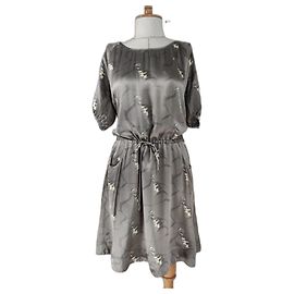 Autre Marque Margit Brandt Seidenkleid Grau Grau