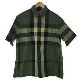 BURBERRY Camisa manga curta / L / algodão / GRN / xadrez Verde