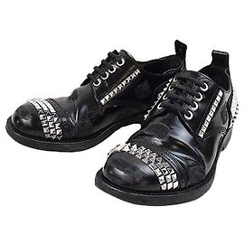 Loewe 16AW Pyramid Studs Leather Derby Shoes Black