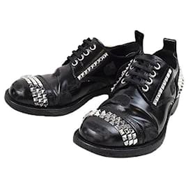 Loewe-Loewe 16AW Pyramid Studs Leather Derby Shoes-Black