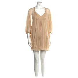 Diane Von Furstenberg-DvF Fleurette champagne coloured silk chifon dress-Beige,Other