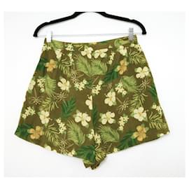 Autre Marque-Miguelina Orchid Print Shorts-Olive green