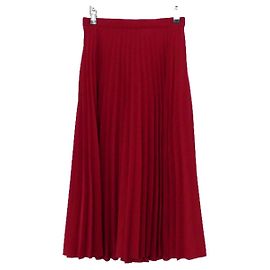 Red Valentino Falda midi plisada de lana roja de Valentino Burdeos