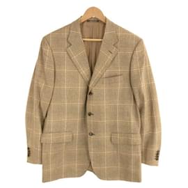 Yves Saint Laurent-Yves Saint Laurent POUR HOMME Loro Piana check tailored jacket beige 54 men's-Beige