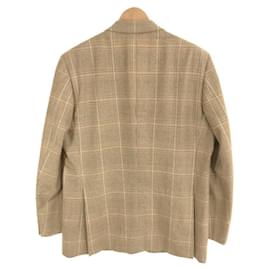 Yves Saint Laurent-Yves Saint Laurent POUR HOMME Loro Piana check tailored jacket beige 54 men's-Beige