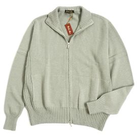 Loro Piana Kaschmir 60% Mit Logo gefütterte ZIPUP Low Gauge Strickjacke Grau Grau