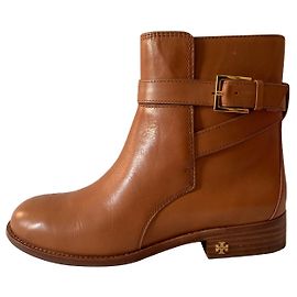 Tory Burch Camel leather ankle boots Caramel