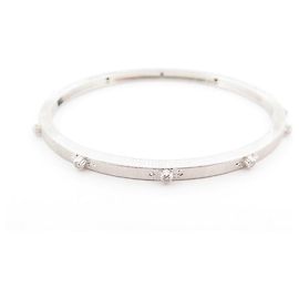 PULSEIRA BUCCELLATI MACRI CLASSICA 15 CM EM JÓIA DE OURO BRANCO E DIAMANTES Prata