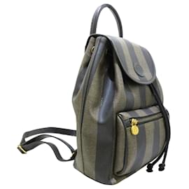 Fendi-Fendi Brown Pequin Backpack-Brown,Black