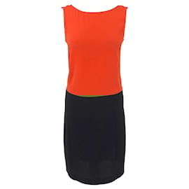 Prada-Prada shift dress in orange and black silk -Orange