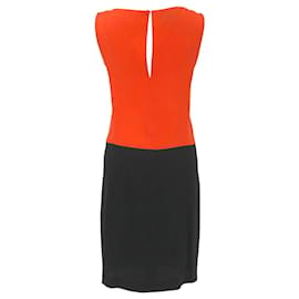 Prada-Prada shift dress in orange and black silk -Orange