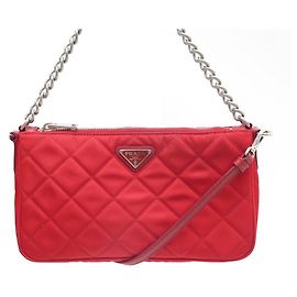 NEW PRADA HANDBAG 1BH026 IN RED NYLON CANVAS RED HAND BAG Red